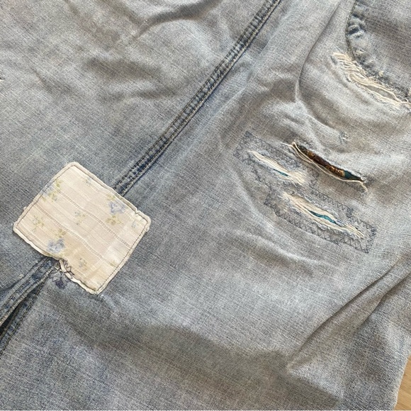 Vintage Y2K Hydraulic Denim Maxi Skirt Distressed Patchwork 13/14 - Picture 7 of 11